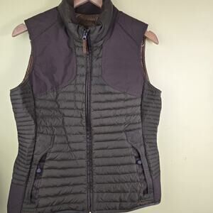 Eddie Bauer Sport Shop Vest Womens Medium Green Brown StormDown 700 Puffer Zip